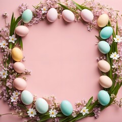 Naklejka na ściany i meble Frame With Easter Eggs And Flower