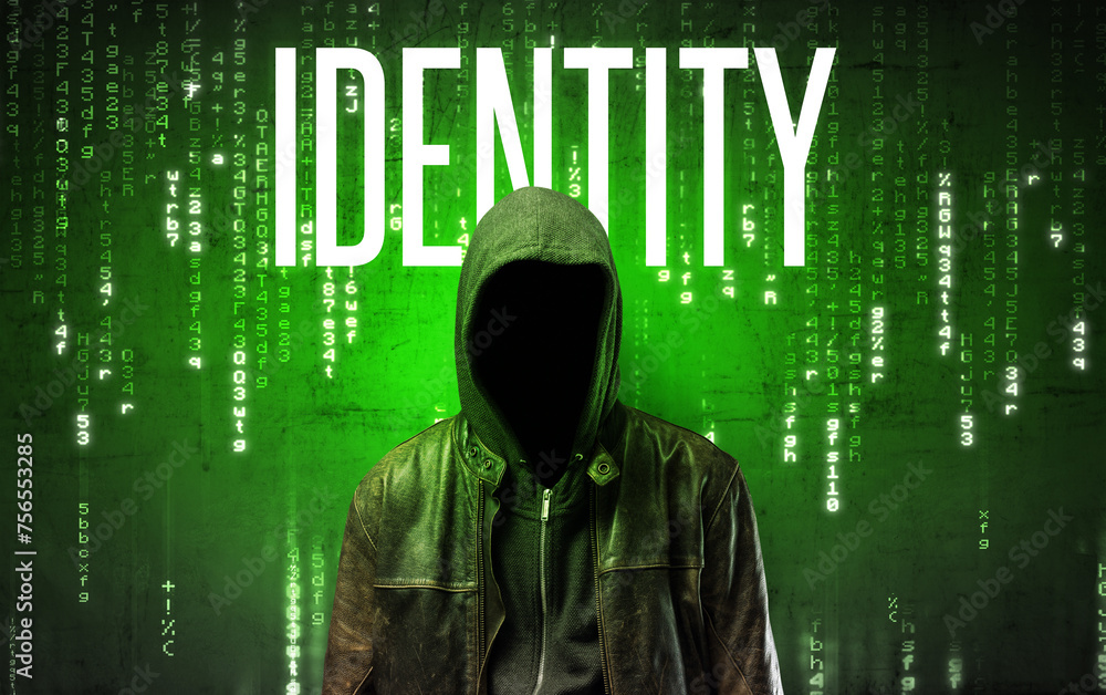 Aufkleber faceless hacker with inscription concept concept