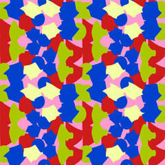 Seamless vector abstract pattern with contrasting spots, pure colors