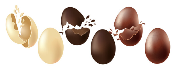 White Dark And Milk Chocolate Egg Decorations Vector - 756554471