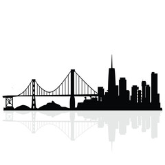 Black silhouette of San Francisco City design vector illustration design isolated thick white background