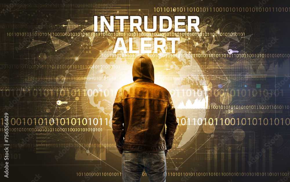 Aufkleber faceless hacker at work, security concept