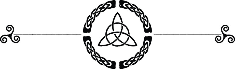 Grunge Celtic Header with Knot Circle, Triquetra, Triskele - obrazy, fototapety, plakaty