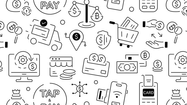 Linear pattern showing the key concepts of payment methods 