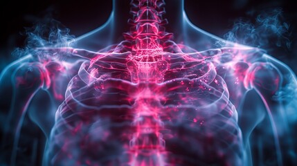 3D human thorax. Medical concept. - obrazy, fototapety, plakaty
