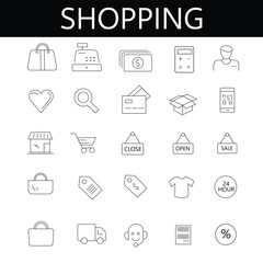 shopping icons set, shopping icons set and payment elements. Vector illustration