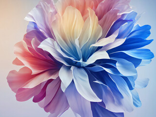 Abstract watercolor painting: flower with multicolored petals. AI generation.