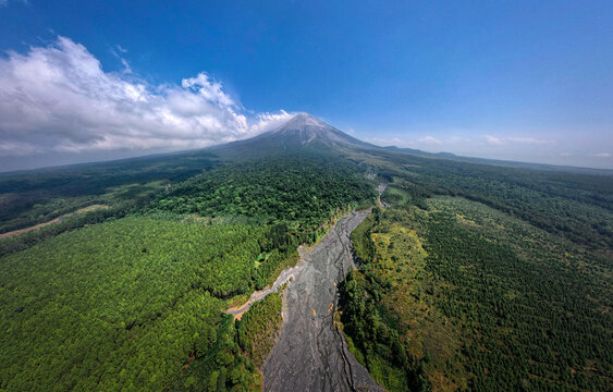 Mount Merapi view from Nawang Jagad Sleman, Central Java, Indonesia