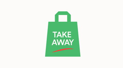 Take Away Bag Icon. Vector isolated flat illustration of a paper take away bag