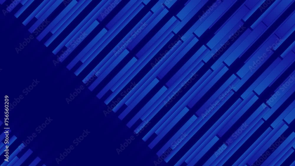 Poster geometric blue background with moving rectangular shapes.