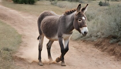 A Donkey With Its Hooves Clicking On A Dirt Path