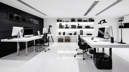 architecture photo of a huge fancy and modern workspace.