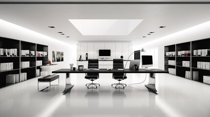 architecture photo of a huge fancy and modern workspace.