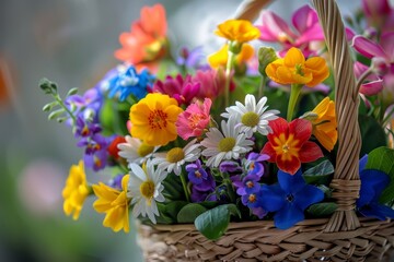 The Fragrance of Spring Captured: An Artfully Arranged Basket of Seasonal Flowers for Easter
