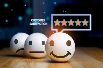 User give rating to service experience on online application, Customer review satisfaction feedback...