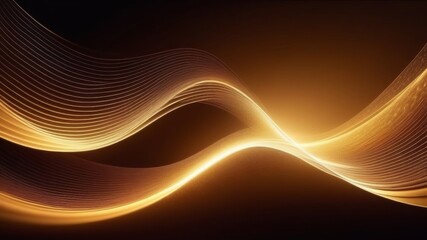 Fototapeta premium Abstract waves of golden color on a brown background