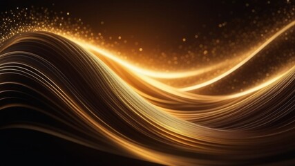 
Abstract waves of golden color on a brown background