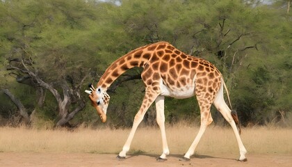 Naklejka na ściany i meble A Giraffe With Its Tail Flicking Annoyed