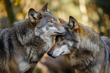 Fototapeta premium Wolves Displaying Pack Bonding