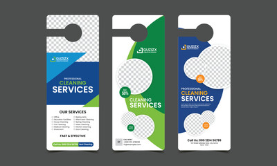 cleaning service door hanger flyer leaflet template with handyman home repair premium service