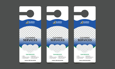 cleaning service door hanger flyer leaflet template with handyman home repair premium service