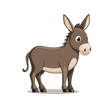 Cute cartoon donkey. Funny vector animals illustration.