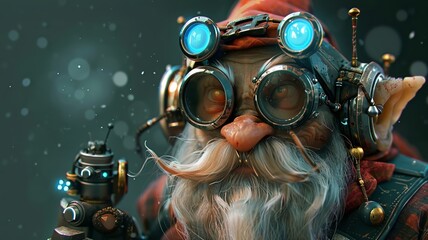 Infuse elements of cybernetics into a playful gnome character design - obrazy, fototapety, plakaty
