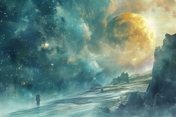 Celestial Odyssey: A Journey Through the Stars - obrazy, fototapety, plakaty