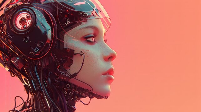 Experiment with cybernetic enhancements on a traditional pastel background