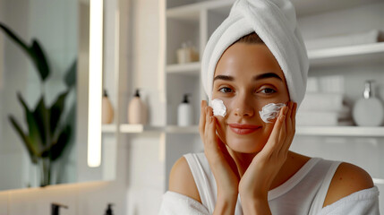 Woman Taking Care of Skin at Spa