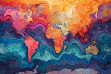 Chromatic Cartography: A Vibrant Journey Through Maps - obrazy, fototapety, plakaty