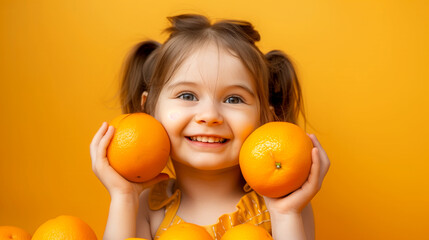 Fototapeta na wymiar Little Girl with Oranges