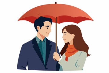 couple under umbrella vector illustration 