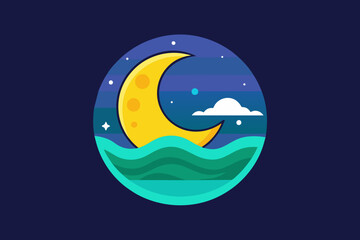 moon and sea vector illustration 