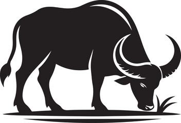 Buffalo line art silhouette vector illustration