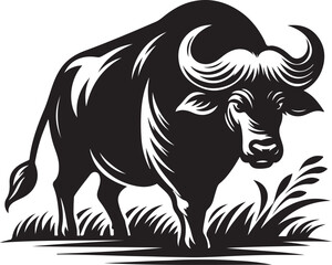 Buffalo line art silhouette vector illustration
