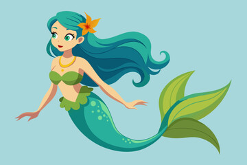 mermaid in the water vector illustration 