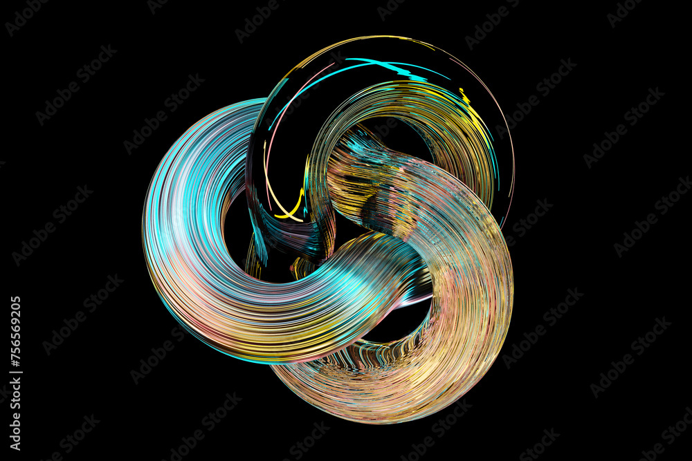 Poster abstract dynamic colorful shape. 3d illustration and rendering. elegant line background.
