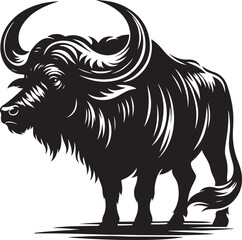 Buffalo line art silhouette vector illustration