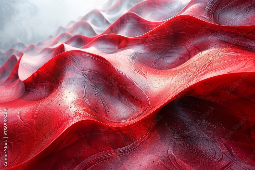 Aufkleber a vibrant red and black abstract wavy texture that gives a sense of dynamic movement and fluidity