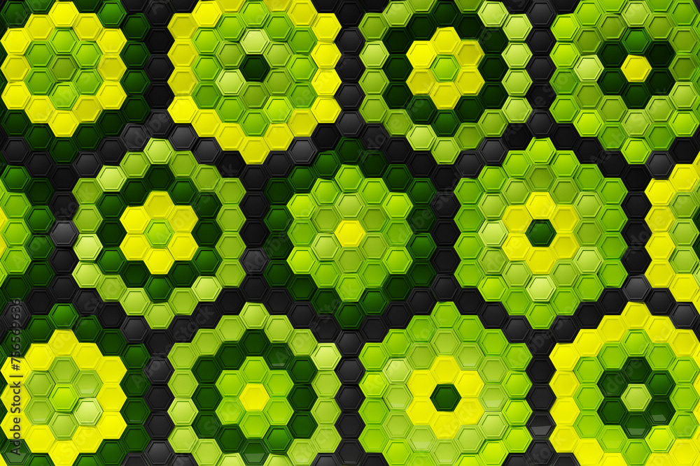 Poster multicolored pattern, hexagon pattern. 3d visualization