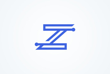 Letter Z Technology Logo, letter Z with tech style logo design inspiration, Flat Vector Logo Design, vector illustration