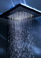 Futuristic Shower with LED Lighting and Water Flow. Generative ai