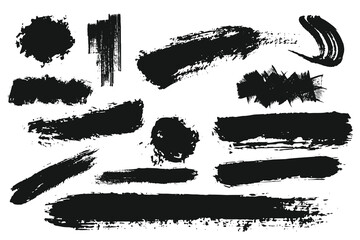 Set of black paint  ink brush strokes  brushes  lines. vector elements