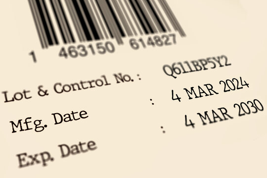 Details of expiry date and manufacturing date on product label. DOF.