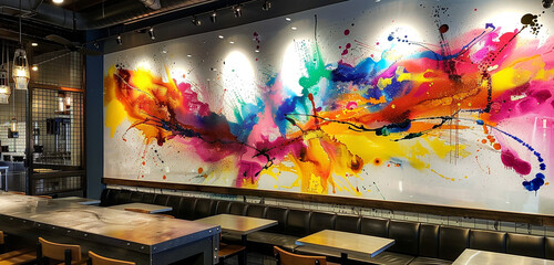 Bold and vibrant epoxy strokes converging into a captivating focal point on the wall