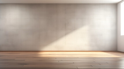 3D Render of a Room with Concrete Walls and Wooden Parquet Flooring
