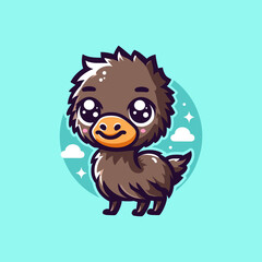 Emu Cute Mascot Logo Illustration Chibi Kawaii is awesome logo, mascot or illustration for your product, company or bussiness