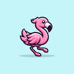 Flamingo Cute Mascot Logo Illustration Chibi Kawaii is awesome logo, mascot or illustration for your product, company or bussiness