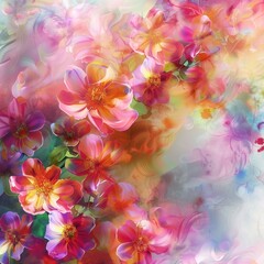 Generate a floral-themed abstract background with vibrant colors reminiscent of springtime for easter.